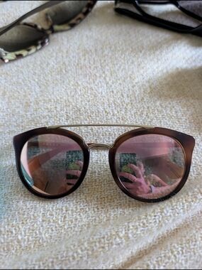 Prada Brown Frame Sunglasses with Pink Gradient Lenses